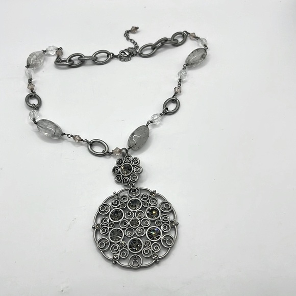 Lia Sophia Matte Silver Tone with large removable pendant Oversized - Picture 9 of 12